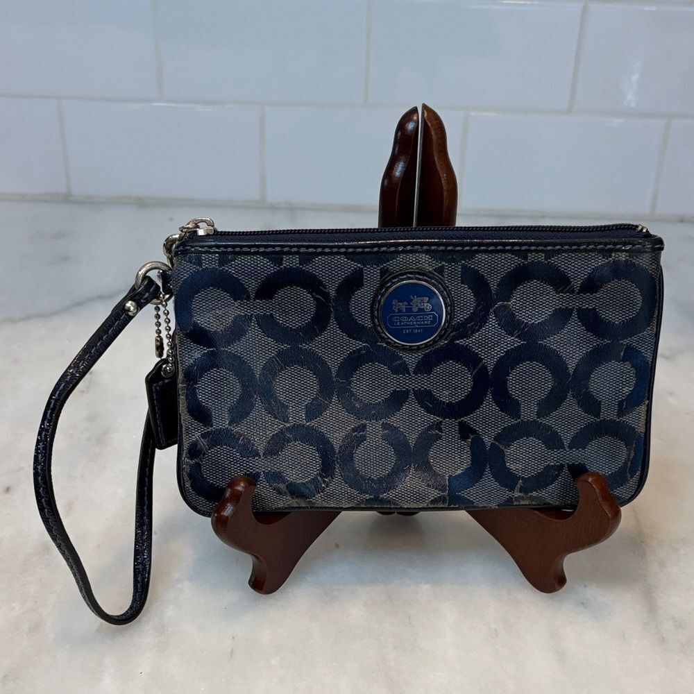 Coach Wristlet Bag Purse Signature Alex Optic Coated Canvas Pouch Clutch Wallet